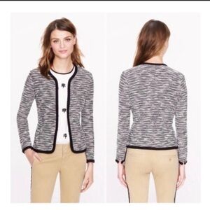 J.CREW Cardigan Sweater Black White Boucle 03509, Size XS